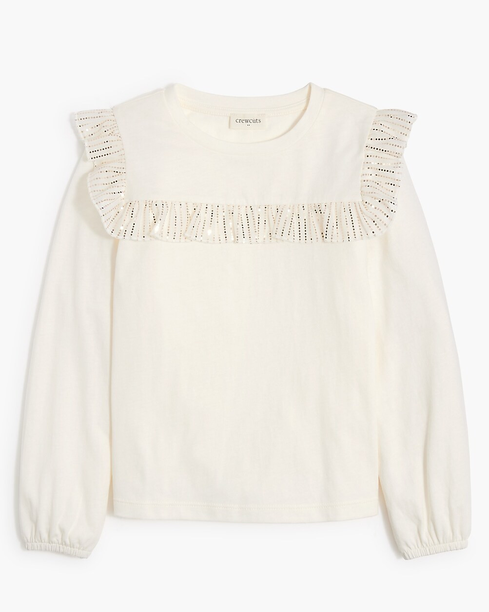 Girls' mixed-media ruffle-yoke tee | J.Crew Factory