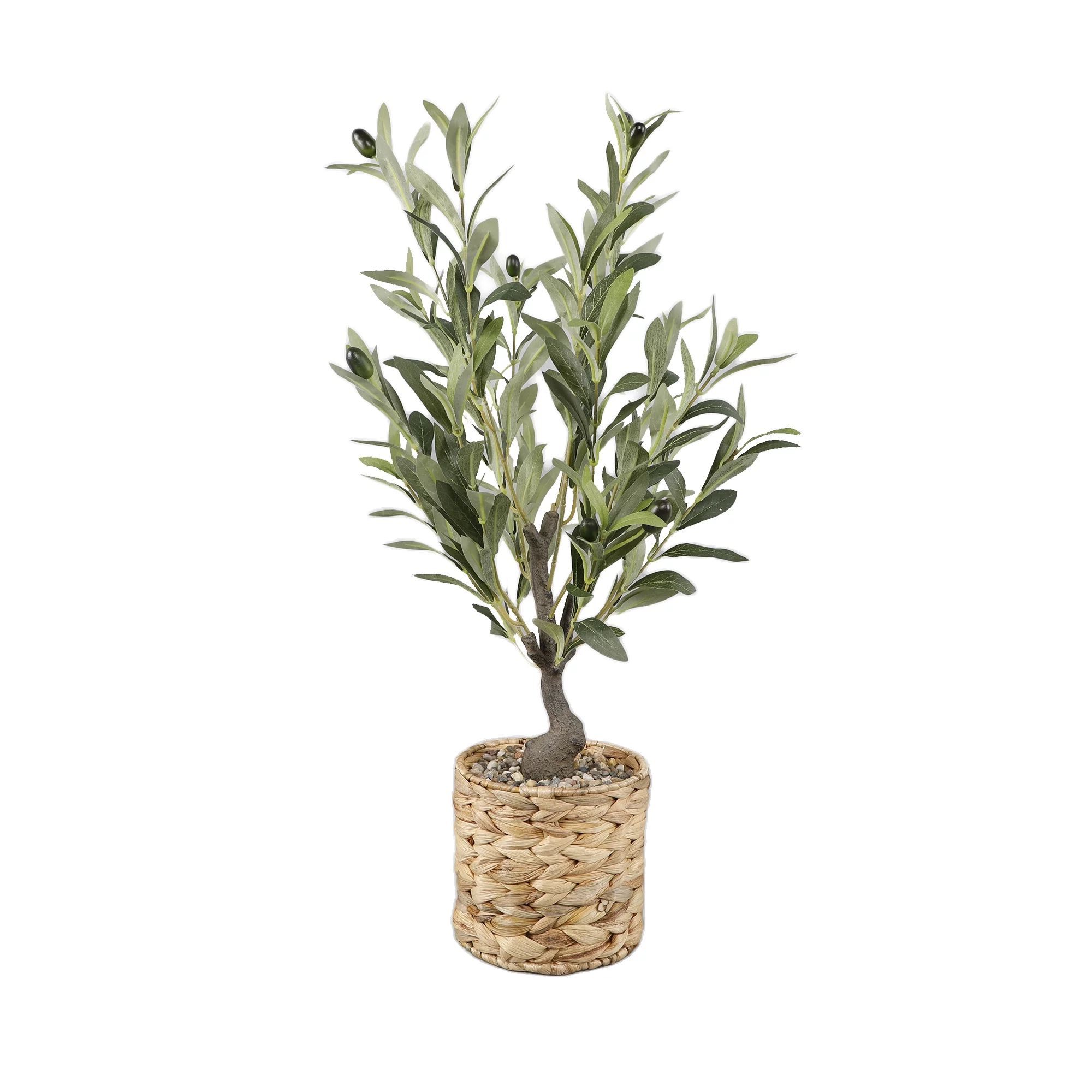 Flora Bunda 26" Artificial Olive Tree in Natural Woven Rattan Basket - Walmart.com | Walmart (US)