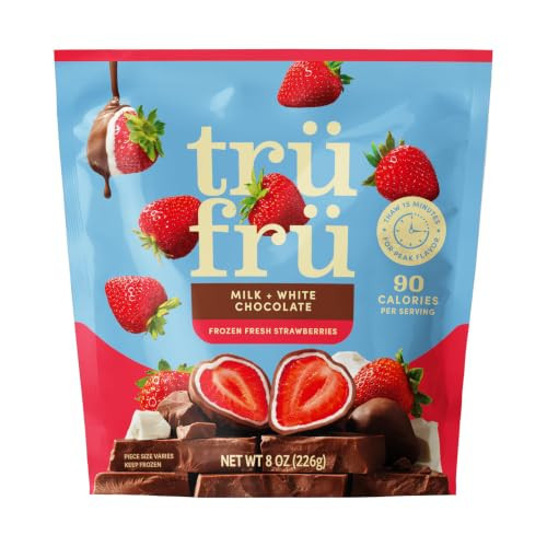 Tru Fru Frozen Strawberries in Milk & White Chocolate, 8 Ounce Bag | Amazon (US)