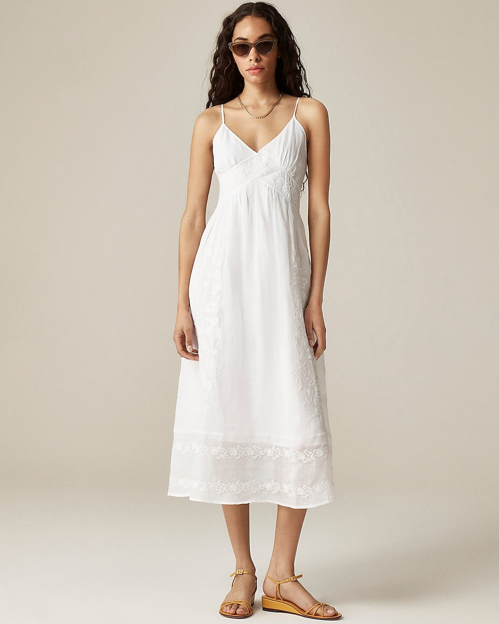 Embroidered midi dress in ramie | J. Crew US