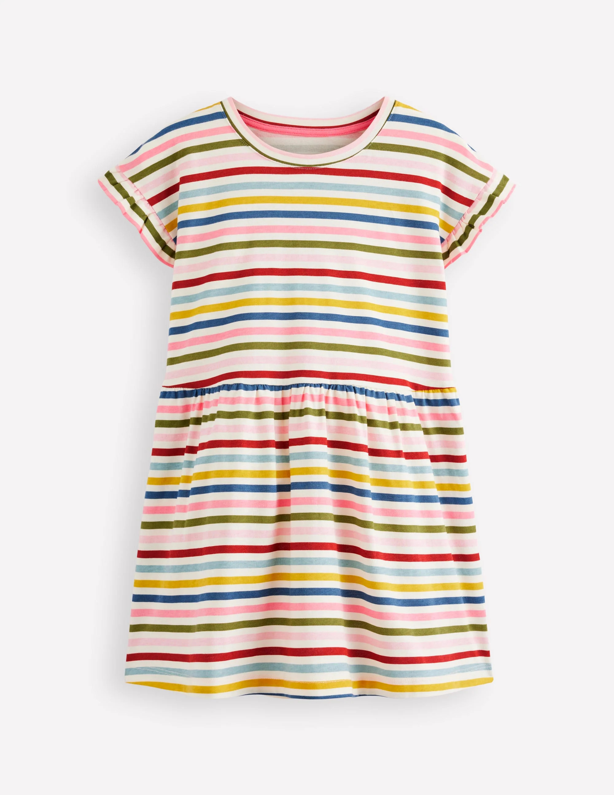 Jersey T-Shirt Dress-Maroon, Pink and Blue Stripe | Boden (US)