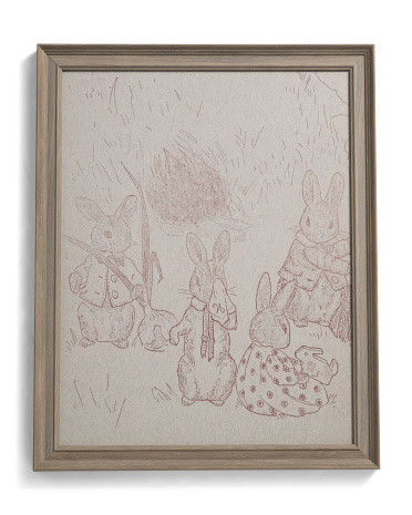 16X20 Bunny Sketch Charcoal Brown Framed Wall Art | TJ Maxx