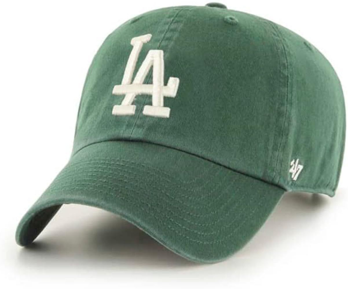 47 Los Angeles Dodgers Mens Womens Clean Up Adjustable Strapback Dark Green Hat with White Logo | Amazon (US)