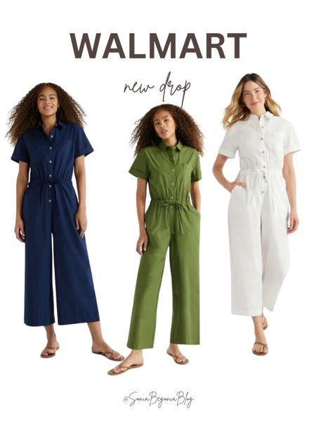Freshen up your wardrobe with Walmart's new drop of jumpsuits perfect for spring! Available in navy blue, olive green, and crisp white, these jumpsuits feature comfortable cuts and stylish details, making them your go-to for both casual and chic looks. Dive into the season with these affordable and fashionable options. #WalmartFashion #SpringStyles #Jumpsuits

#LTKSeasonal #LTKOver40 #LTKSaleAlert