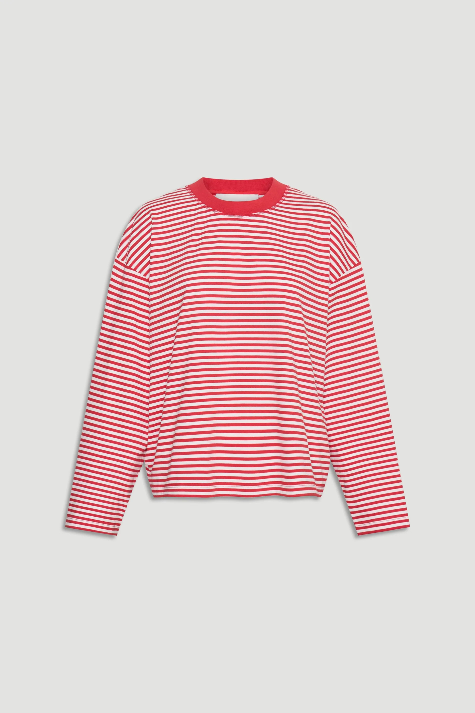 D-Luxe Long Sleeve Stripe Tee - White/Red | DECJUBA