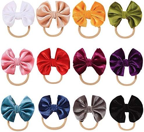 inSowni 12 Pack Solid Soft Velvet Bow Headbands Hair Accessories for Baby Girls Toddlers Newborns... | Amazon (US)