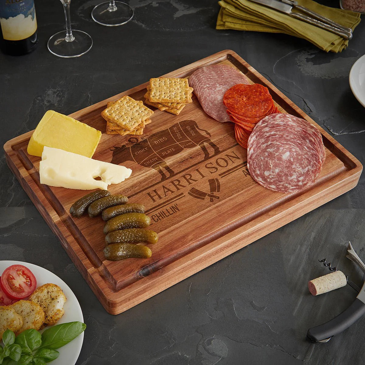 Custom 17x13 BBQ Cutting Board with Juice Groove | HomeWetBar.com