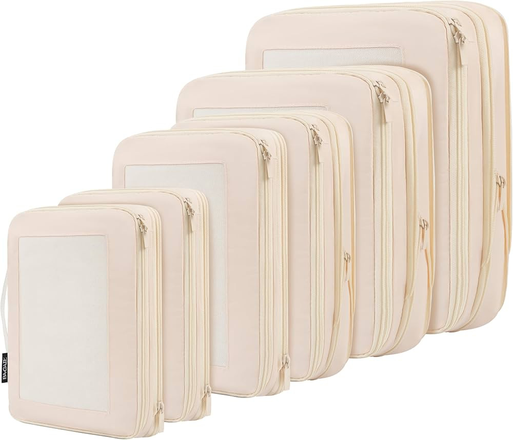 BAGAIL 4 Set/6 Set Compression Packing Cubes Travel Accessories Expandable Packing Organizers(Bei... | Amazon (US)