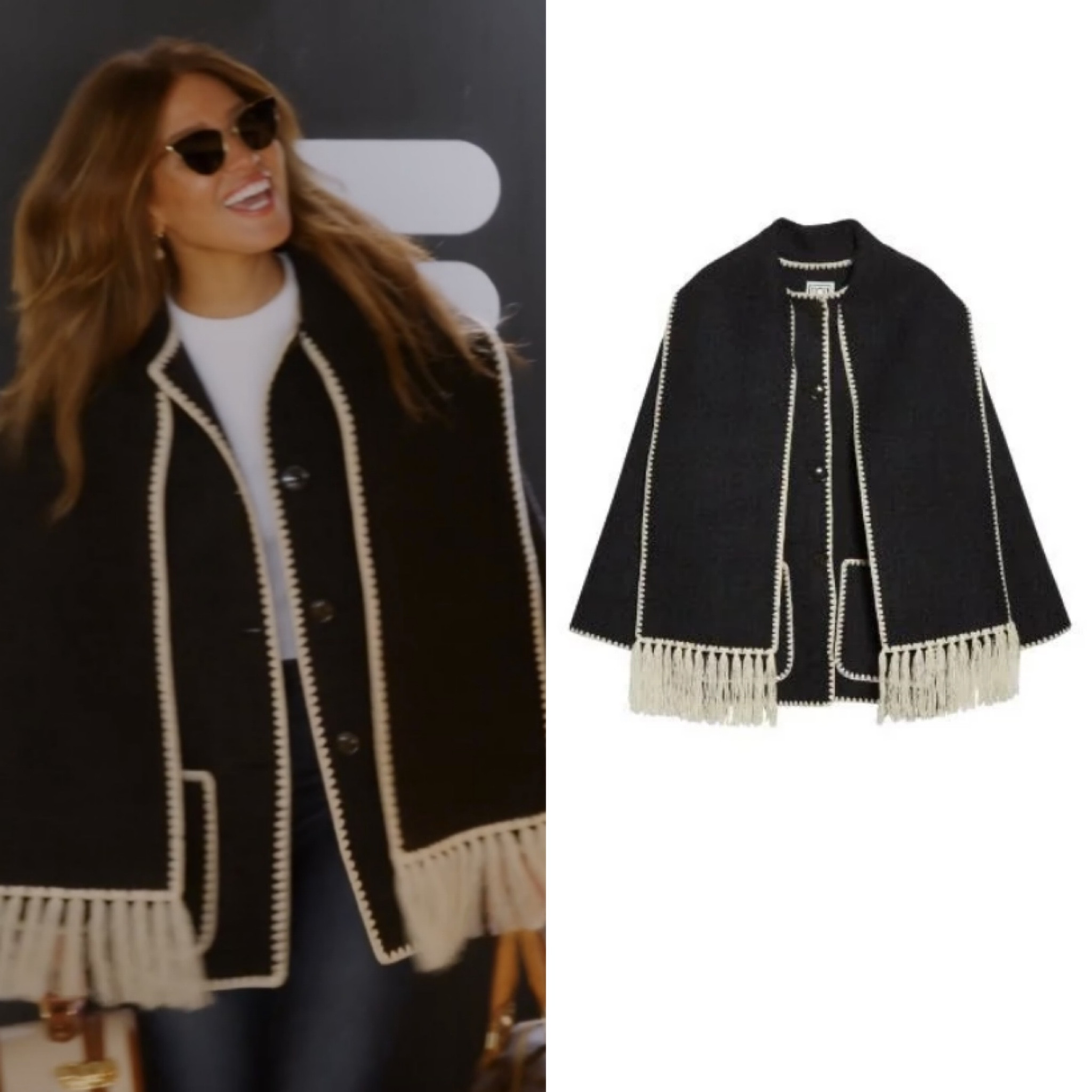 Brynn Whitfield’s Grey Contrast Scarf Jacket 