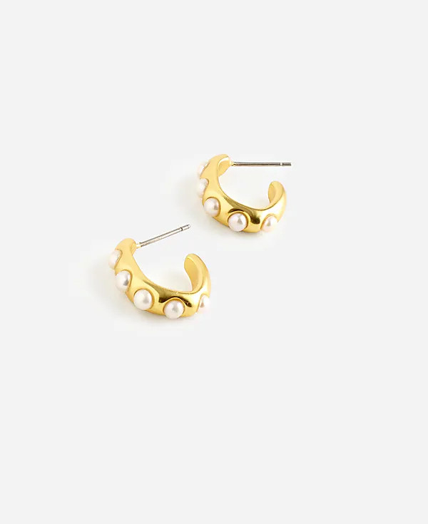 Inlaid Freshwater Pearl Small Hoop Earrings | Madewell