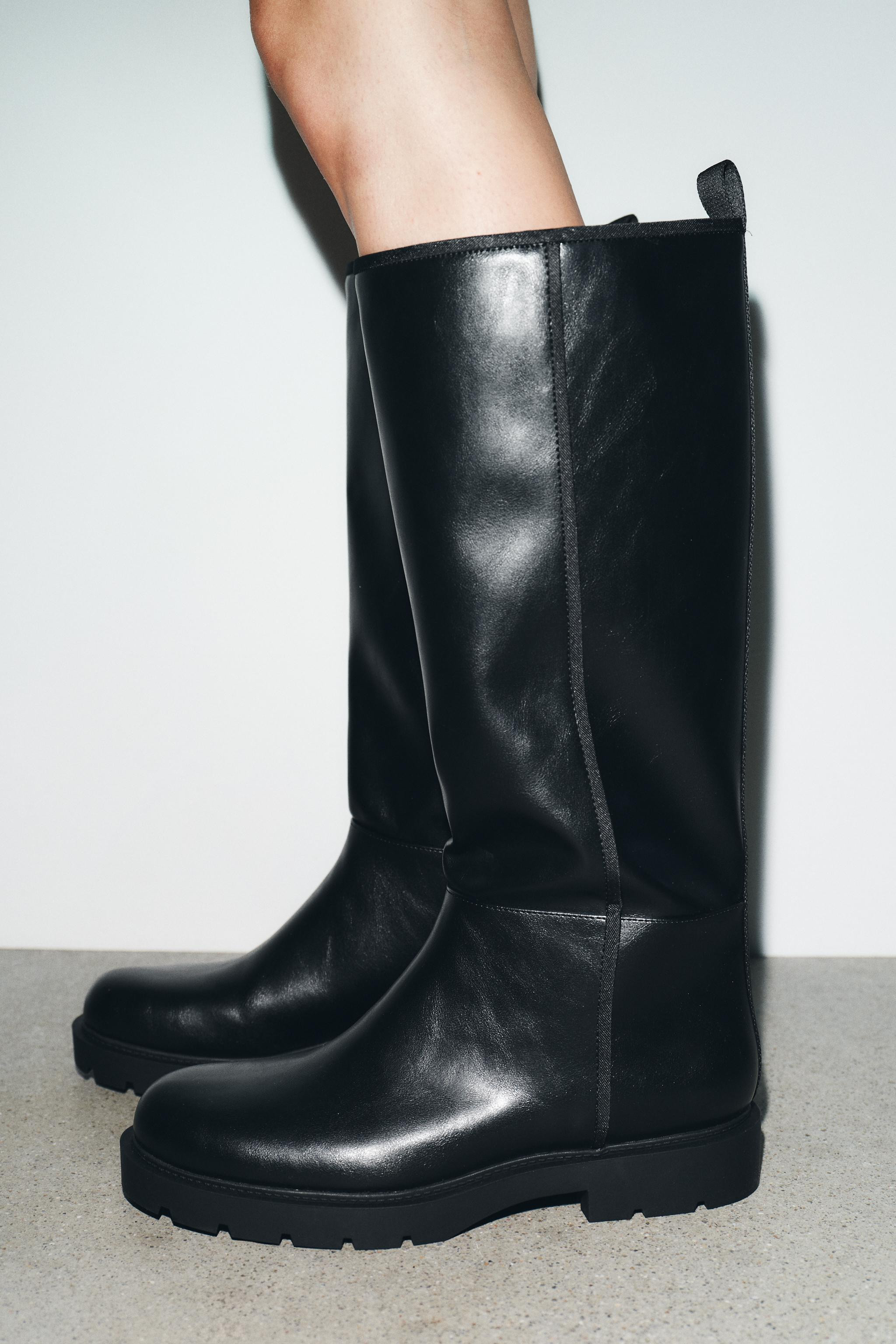 LOW-HEELED BOOTS WITH TOPSTITCHING | Zara US