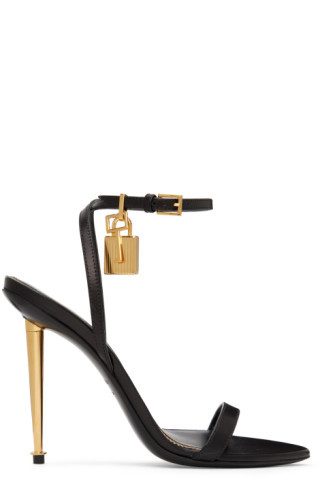 Black Padlock Pointy Naked Heeled Sandals | SSENSE
