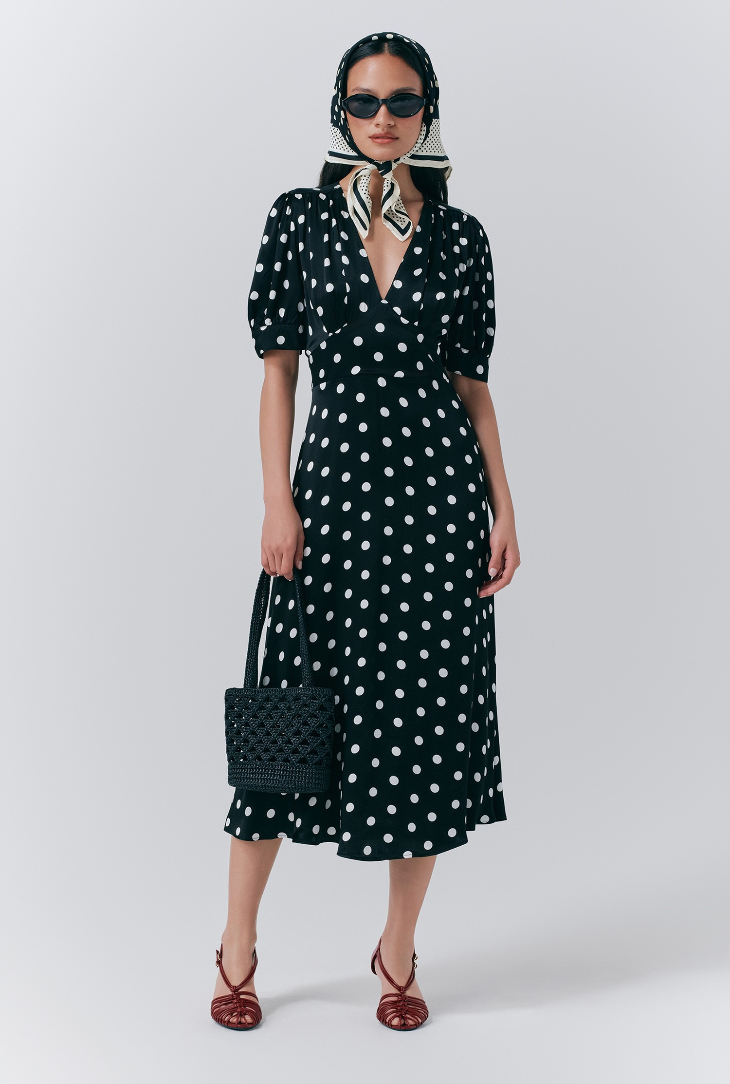 Alma Crepe Polka Dot Midi Dress | Ghost