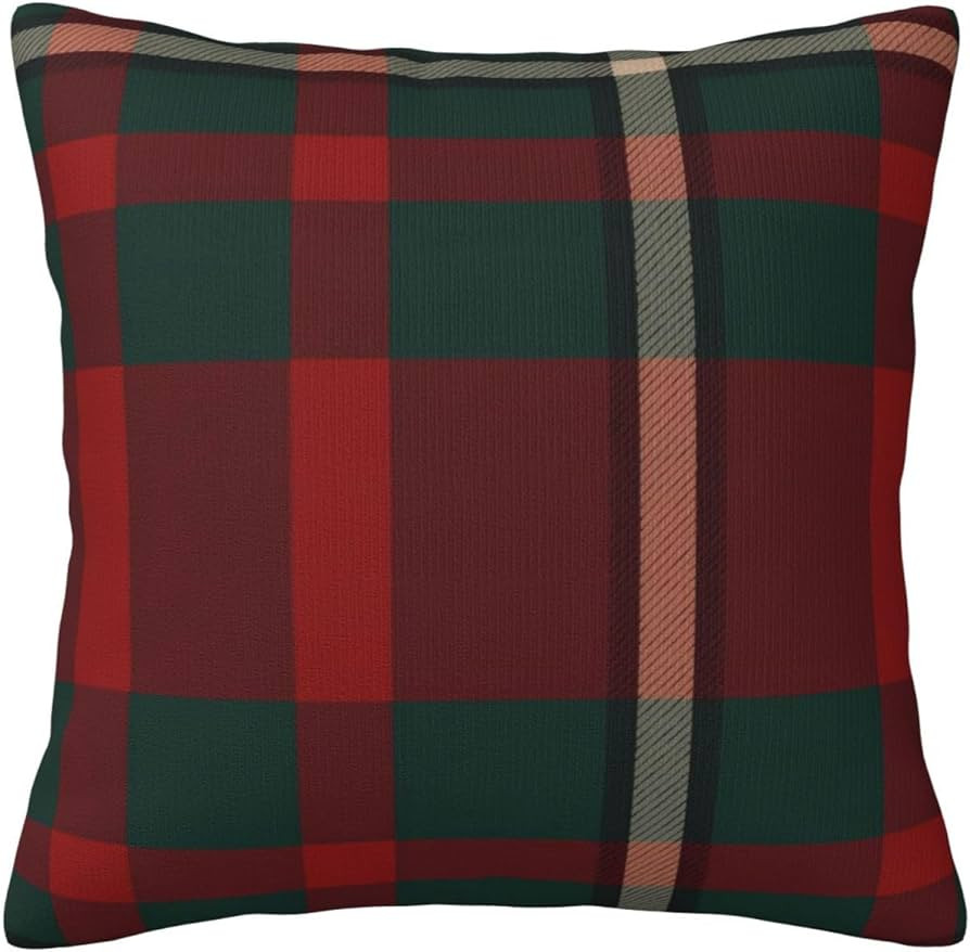 Christmas Green Red White Checkered Decorative Throw Pillows Covers Square Pillowcase 18x18 Inch | Amazon (US)