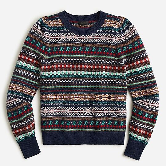 Puff-sleeve Fair Isle crewneck sweater | J.Crew US