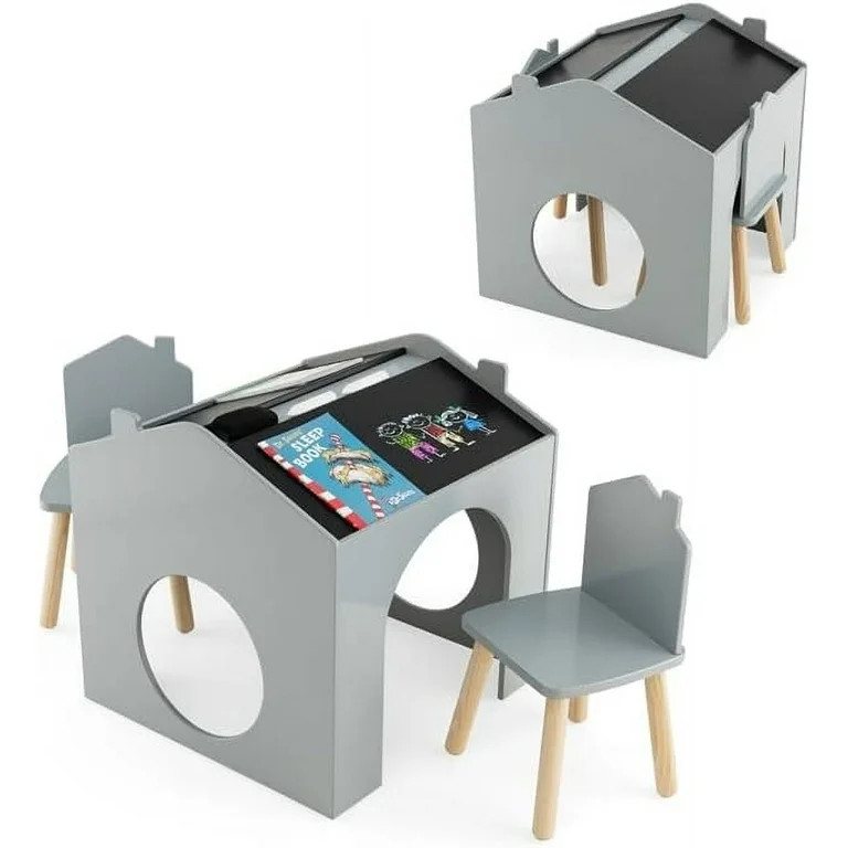 OLAKIDS Kids Table and Chair Set, Sturdy Wood Multi Activity Table with Blackboard for Toddler Pl... | Walmart (US)