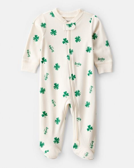 Carter's Baby St. Patrick's Day 100% Cotton Snug Fit 2-Way Zip Sleep & Play Pajamas - Ivory PRE Cream | Carter's Inc