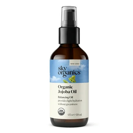 Sky Organics Organic Jojoba Oil for Face, Balancing Oil for Light Hydration & Helps Reduce Excess Oiliness, Suitable For Oily, Combination and Blemish-Prone Skin, 100% Pure & Cold-Pressed, 4 fl. Oz | Walmart (US)