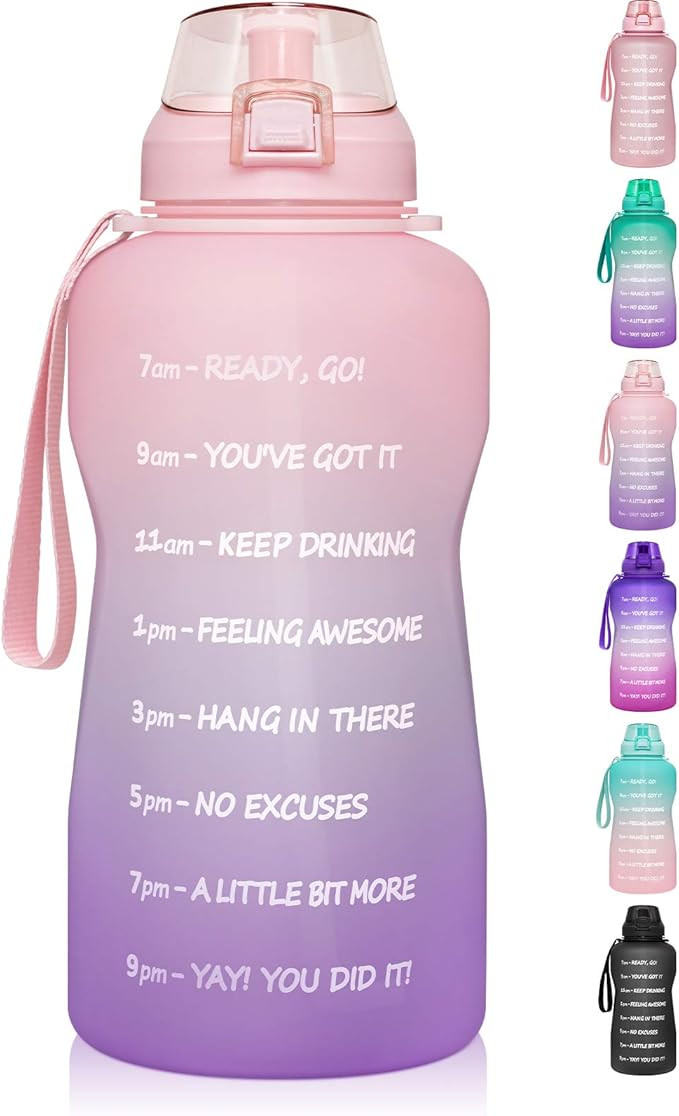 1 Gallon Water Bottle with Time Marker & Straw - 128 oz BPA Free Large Motivational Sports Water ... | Amazon (US)