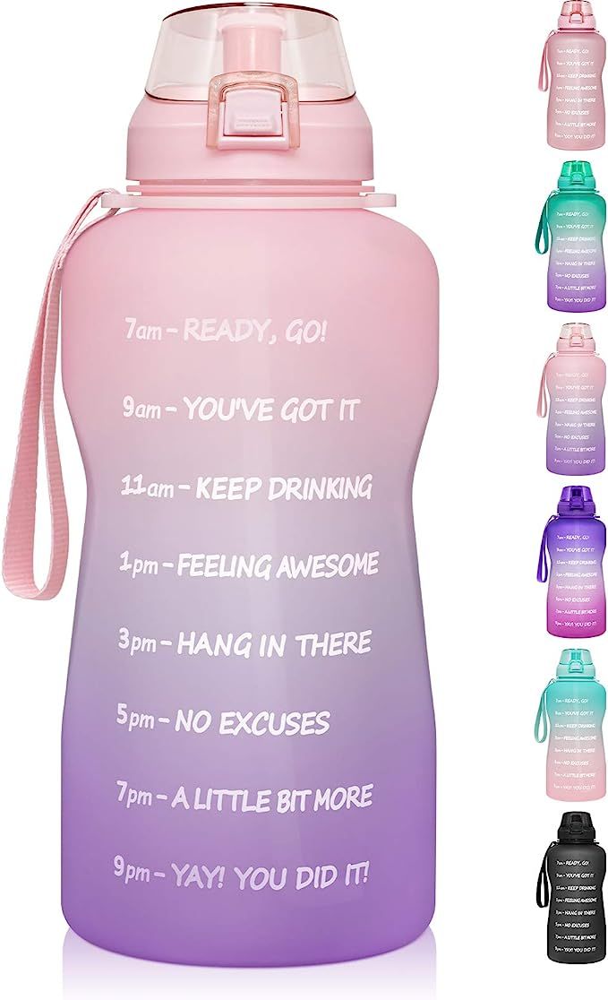 1 Gallon Water Bottle with Time Marker & Straw - 128 oz BPA Free Large Motivational Sports Water ... | Amazon (US)