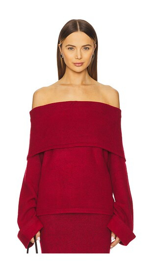 Quinn Off The Shoulder Jumper in Red | Revolve Clothing (Global)