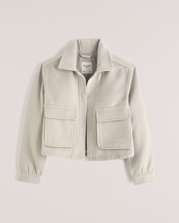 Women's Cropped Wool-Blend Shirt Jacket | Women's Coats & Jackets | Abercrombie.com | Abercrombie & Fitch (US)