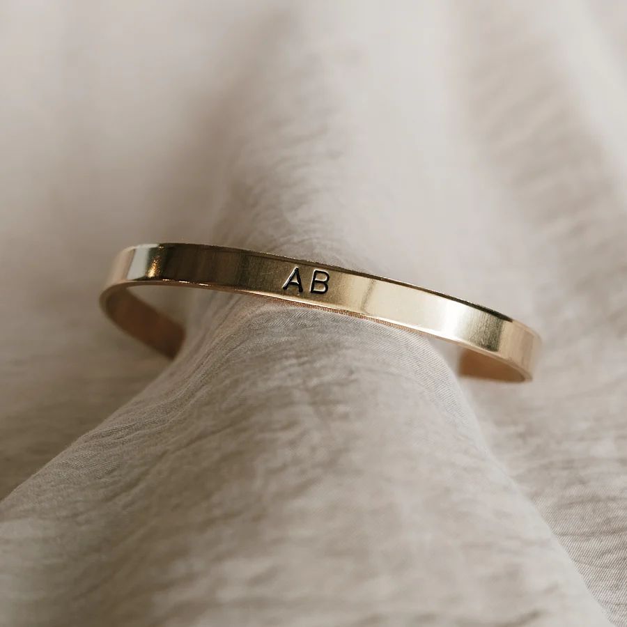 Initial Brass Cuff - Thin | ALEX'S Art and Objects
