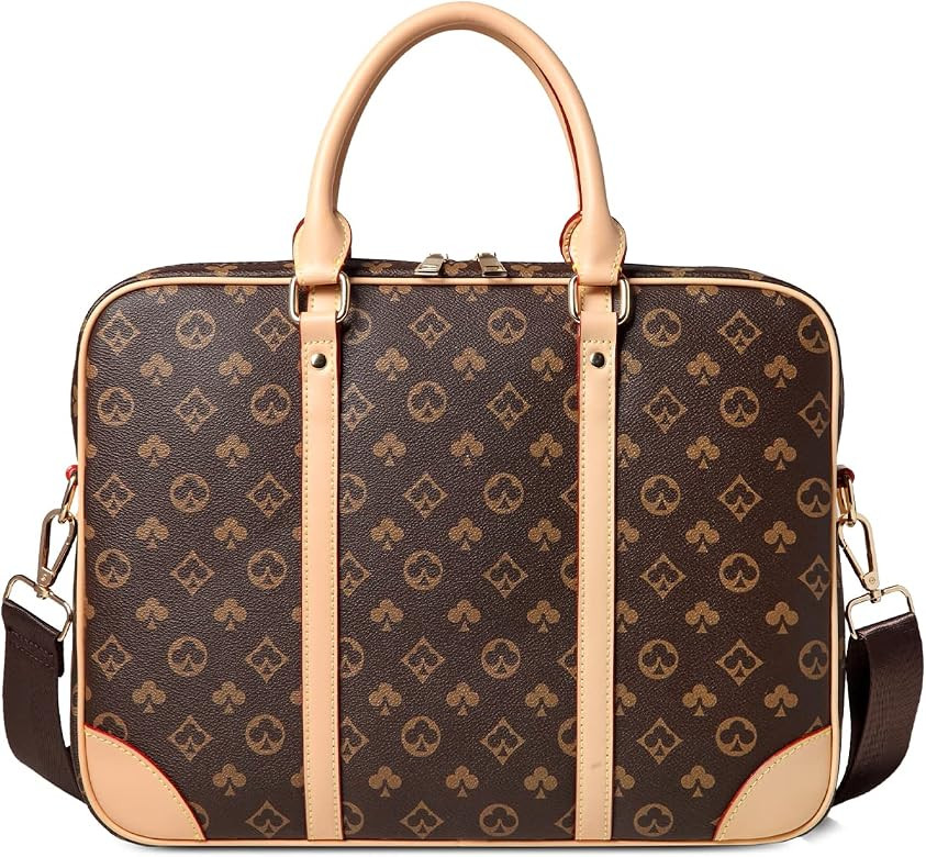 Leather Briefcase for Men Women Slim 15 Inch Laptop Bag Computer Shoulder Bag Waterproof Designer Re | Amazon (US)