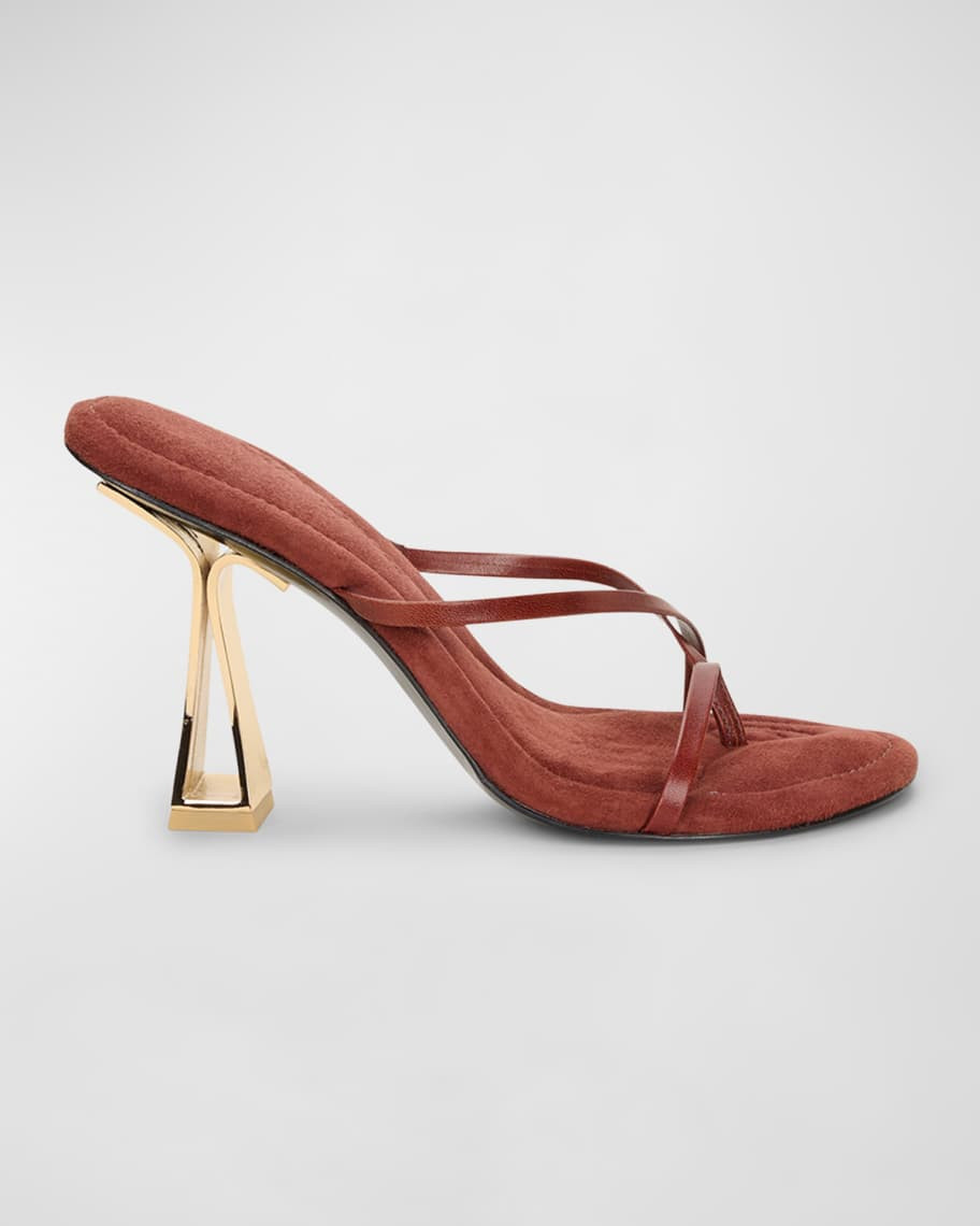 Cult Gaia Soriah Leather Crisscross Thong Slide Sandals | Neiman Marcus