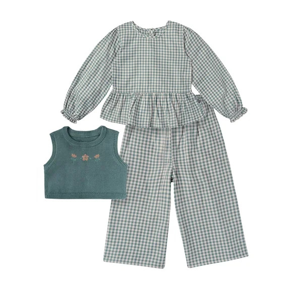 Modern Moments by Gerber Toddler Girl Outfit Set with Sweater Vest, 3-Piece, Sizes 12 Months - 5T | Walmart (US)