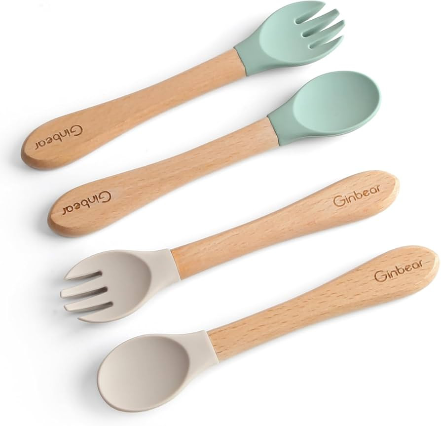 Ginbear Silicone Baby Spoon and Fork Set Self-Feeding, Toddler Feeding Utensils for Child 6 Month... | Amazon (CA)