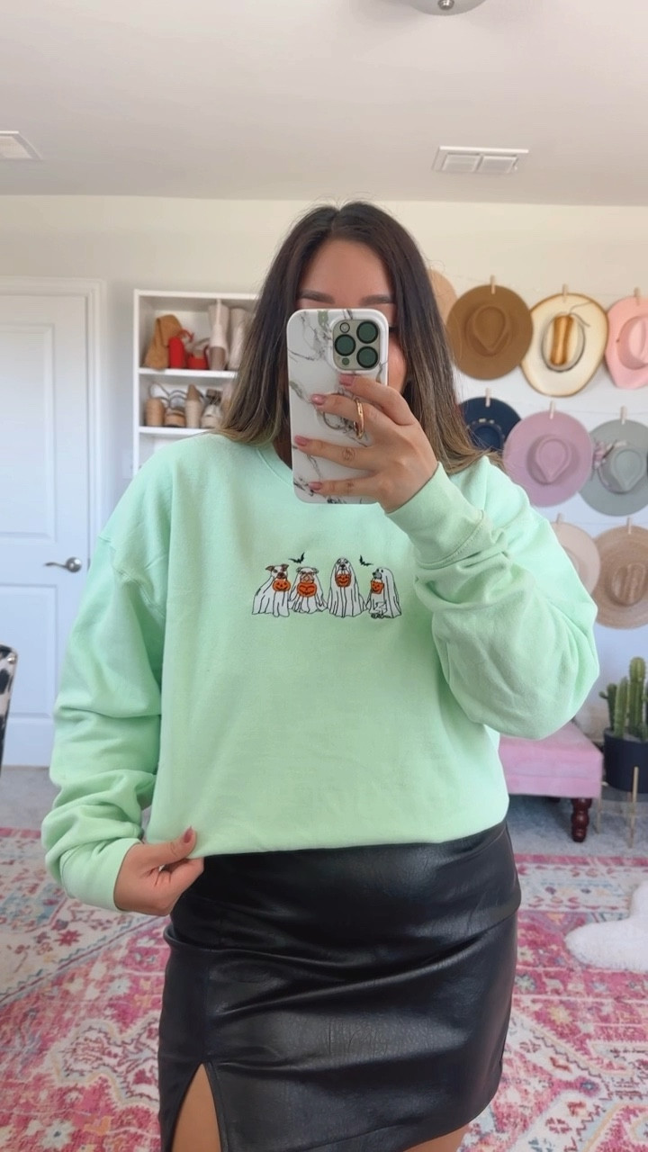'Ghost Dogs' Embroidered Crewneck Sweatshirt - wearing medium in mint

Halloween outfits, halloween sweater, halloween sweatshirt, halloween fashion, halloween style, halloween outfit, fall fashion, fall style, fall look, fall outfits, fall boots, united monograms haul, fall sweater, fall sweatshirt, teacher outfits, faux leather skirt, faux leather mini skirt, fall skirt, western boots, cowboy boots, loft skirt, loft outfit, midsize fashion, midsize look, midsize outfit, midsize style, cute ghost sweater, cute ghost sweatshirt, knee high boots, amazon fashion, amazon boots, amazon outfit, um haul 

#LTKfindsunder50 #LTKHalloween #LTKmidsize