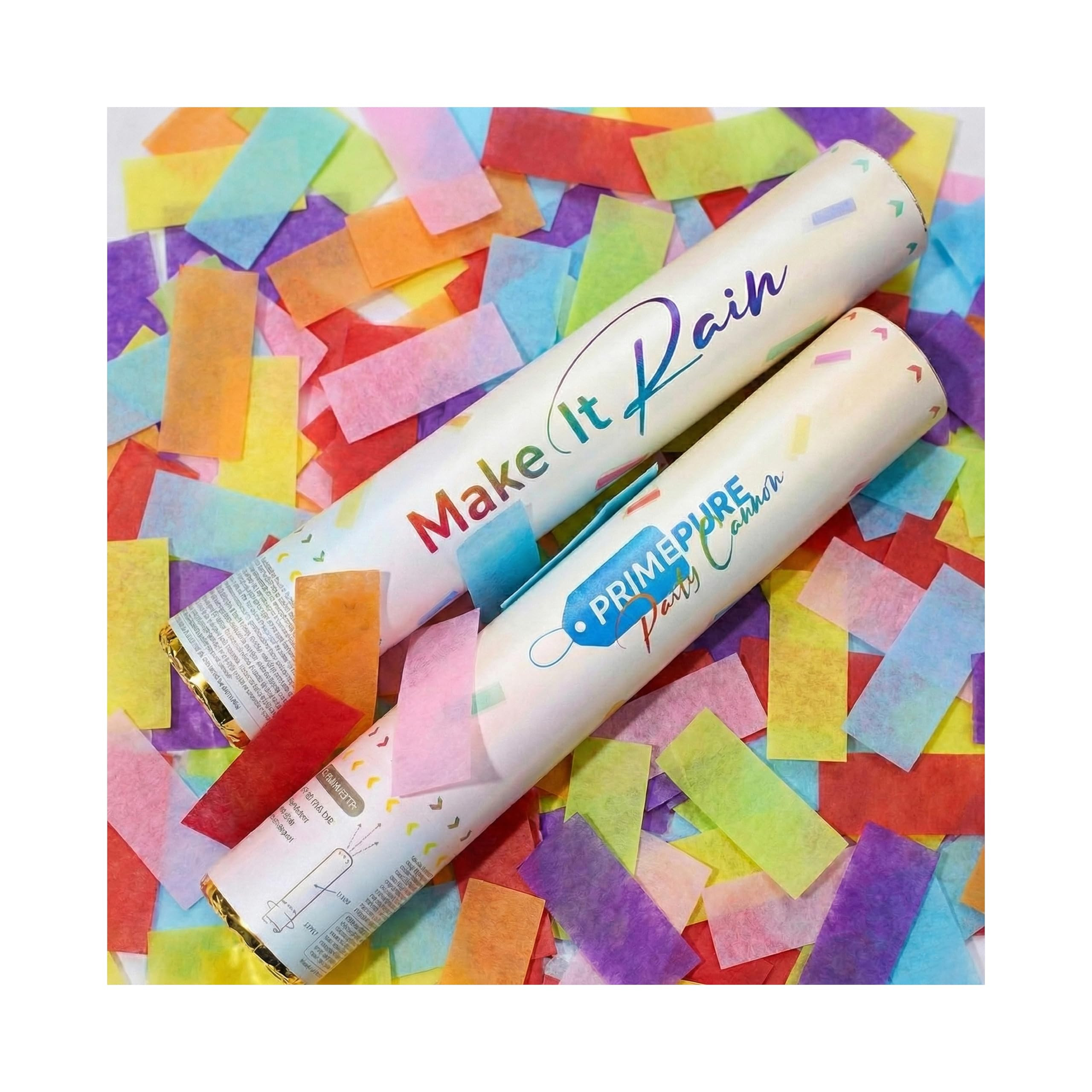 Amazon.com: PrimePure Confetti Cannon Party Poppers - Biodegradable Multicolor Rectangular Confet... | Amazon (US)