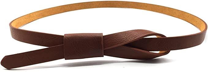 maikun Womens Adjustable Leather Belts Fashion Skinny Minimalism Waist Strap 7 Colors | Amazon (US)