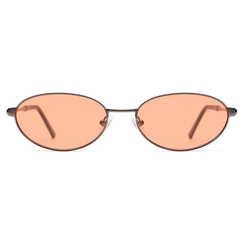 Appassal Retro Oval Sunglasses for Women Mens with Spring Hinge Sunnies AP3696, Gun/Orange | Amazon (US)