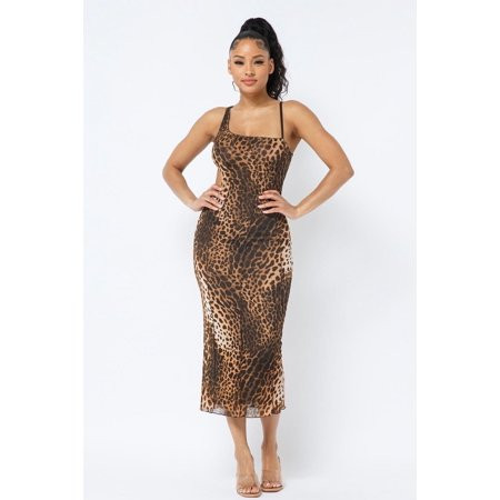 Animal Print Midi Dress With Strap | Walmart (US)