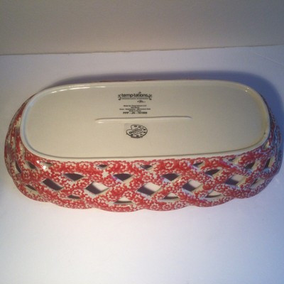 Temptations Ovenware By Tara  Old World Orange Bread Basket Lattice Hand Painted | eBay US
