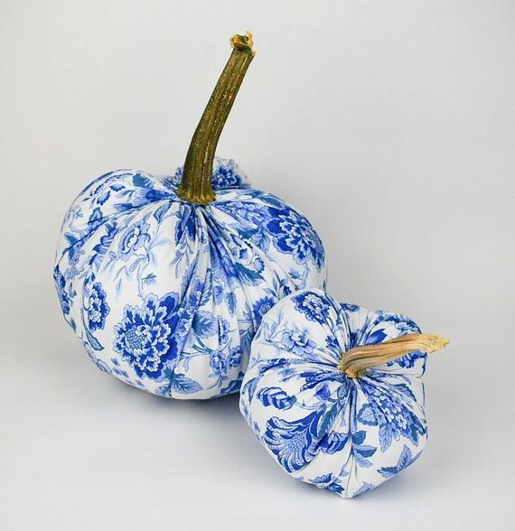 Light Blue Floral Pumpkin with Real Stem | Etsy (US)