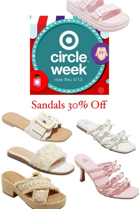 Target Circle Week 🎯: Sandals 30% Off
… great deals on some styles I’ve been wearing all spring, including the scalloped slides (have in both neutral and black) and the pearly slides
… summer platforms at a perfect price
… bows are always a yes, especially on sale (both bow styles come in multiple colors)
… pink platforms for beach or pool (I have a similar pair in same color from a previous season at Target x Stoney Clover and get questions / compliments on them frequently, sharing these as an option!)

#LTKfindsunder50 #LTKshoecrush #LTKxTarget