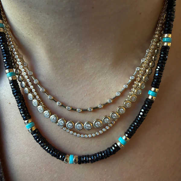 BLACK SPINEL AND TURQUOISE BEADED NECKALACE – SHAKTI | SHAKTI JEWELRY