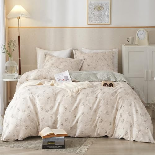 HighBuy Boho Floral Duvet Cover Queen Cotton Aesthetic Bedding Set, Comforter Cover Set, Reversib... | Amazon (US)