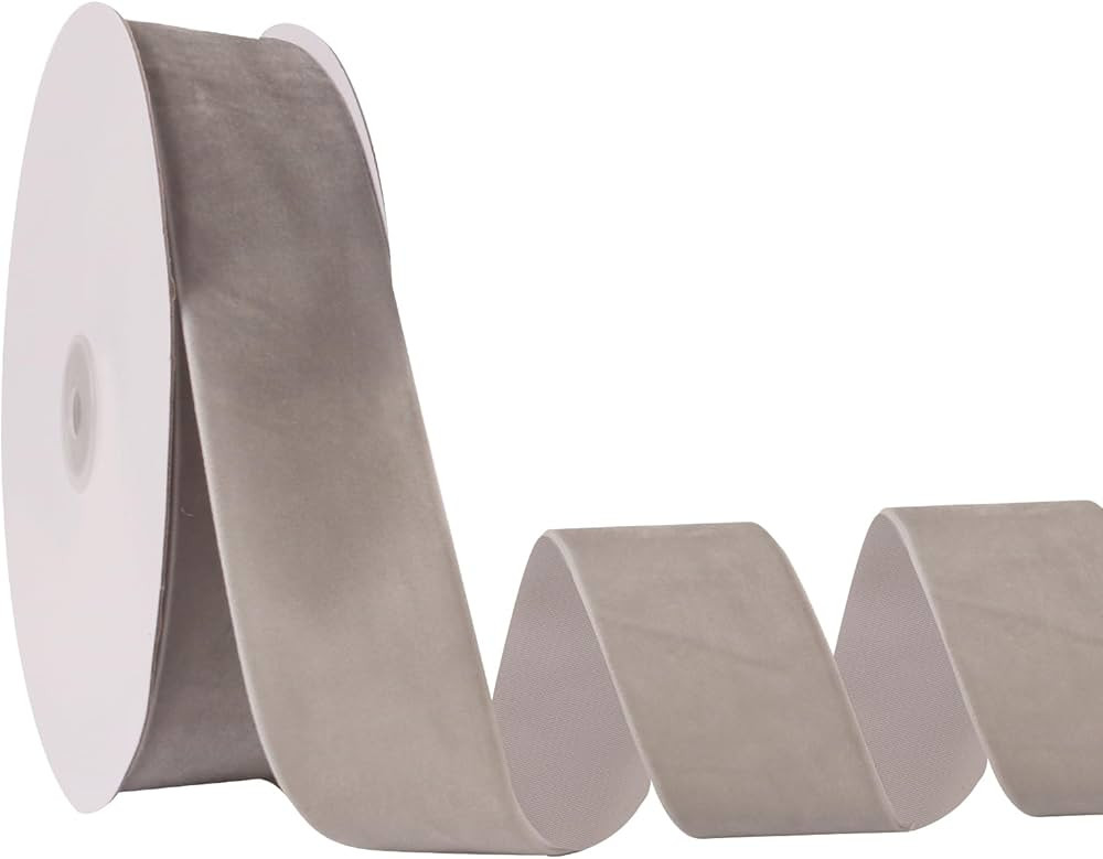 1.5" X 20 Yards Silver Grey Velvet Ribbon for Christmas Tree Wreath Decoration Handmade Crafts Or... | Amazon (US)