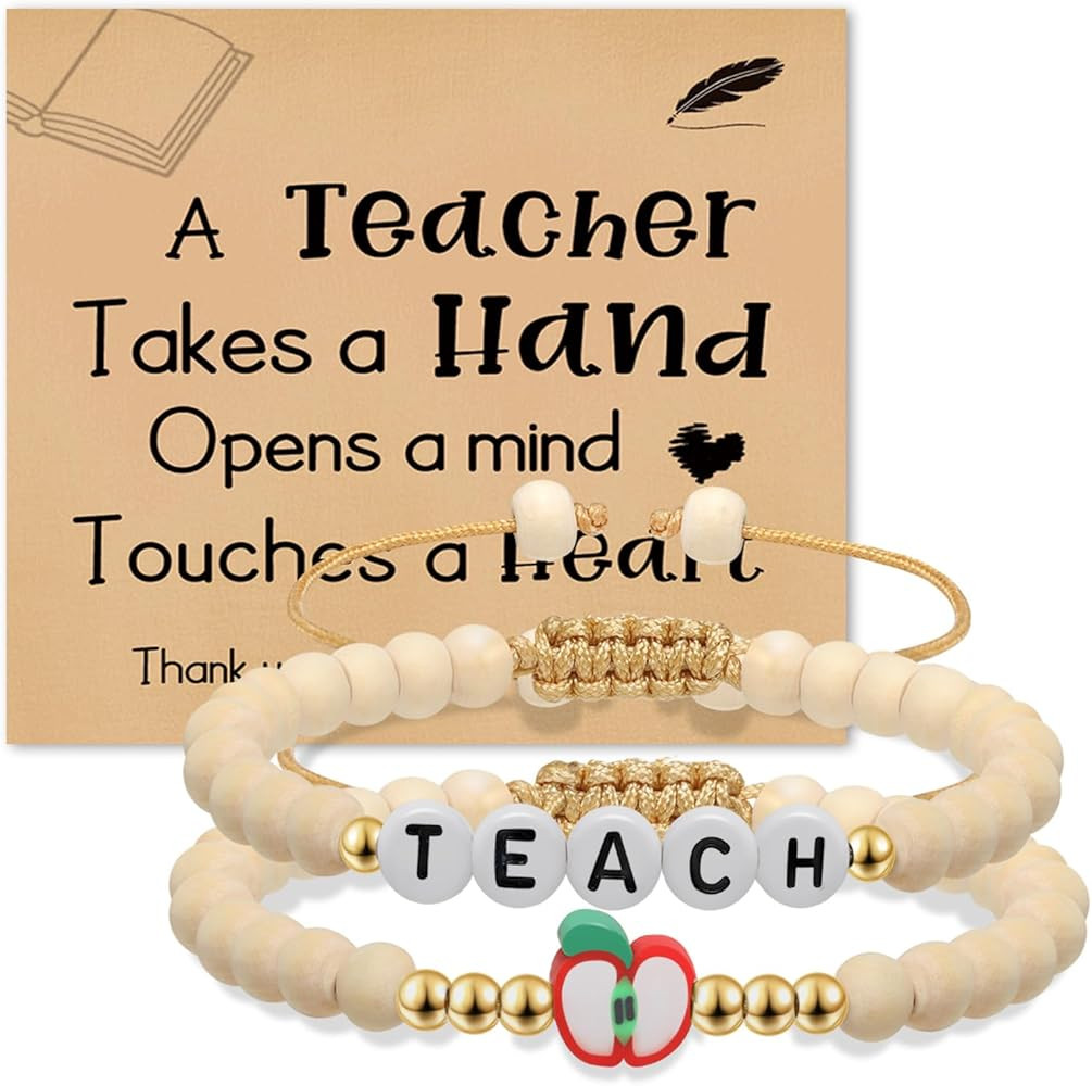 Artlunar Teacher Gifts -2Pcs Apple Bee Bracelets,Teacher Appreciation Gift for Women,Thank You Te... | Amazon (US)