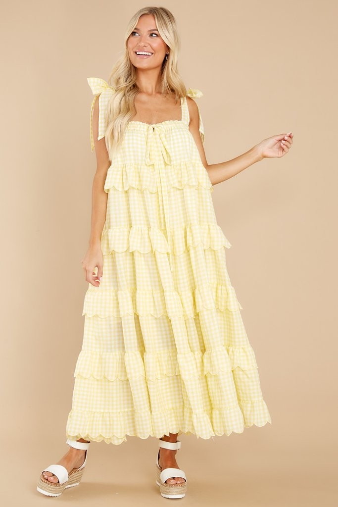 Made To Admire Lemonade Yellow Gingham Dress | Red Dress 