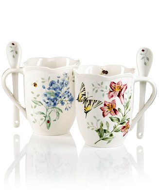 Lenox Butterfly Meadow Set of 2 Cocoa Mugs with Spoons & Reviews - Dinnerware - Dining - Macy's | Macys (US)