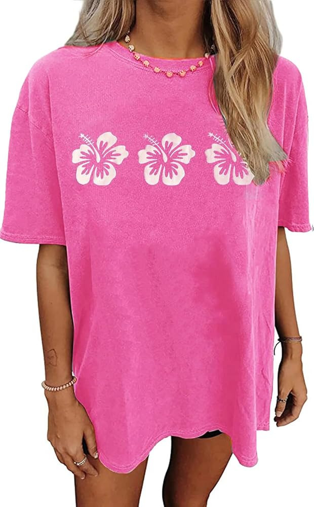 Womens Oversized Tshirt Flower Graphic Tees Nashville Music Short Sleeve Shirts Summer Casual Loo... | Amazon (US)