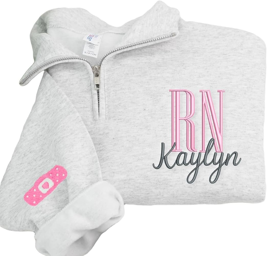COUPLEHOODIES Custom Embroidered Title Nursing Quarter Zip Sweatshirt With Name – Gift for Nurs... | Amazon (US)