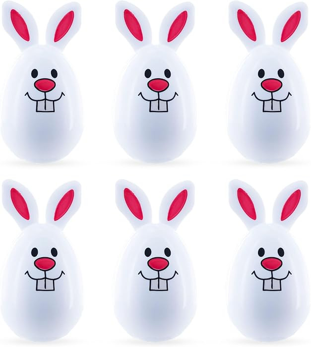 Set of 6 White Bunnies Plastic Easter Eggs | Amazon (US)
