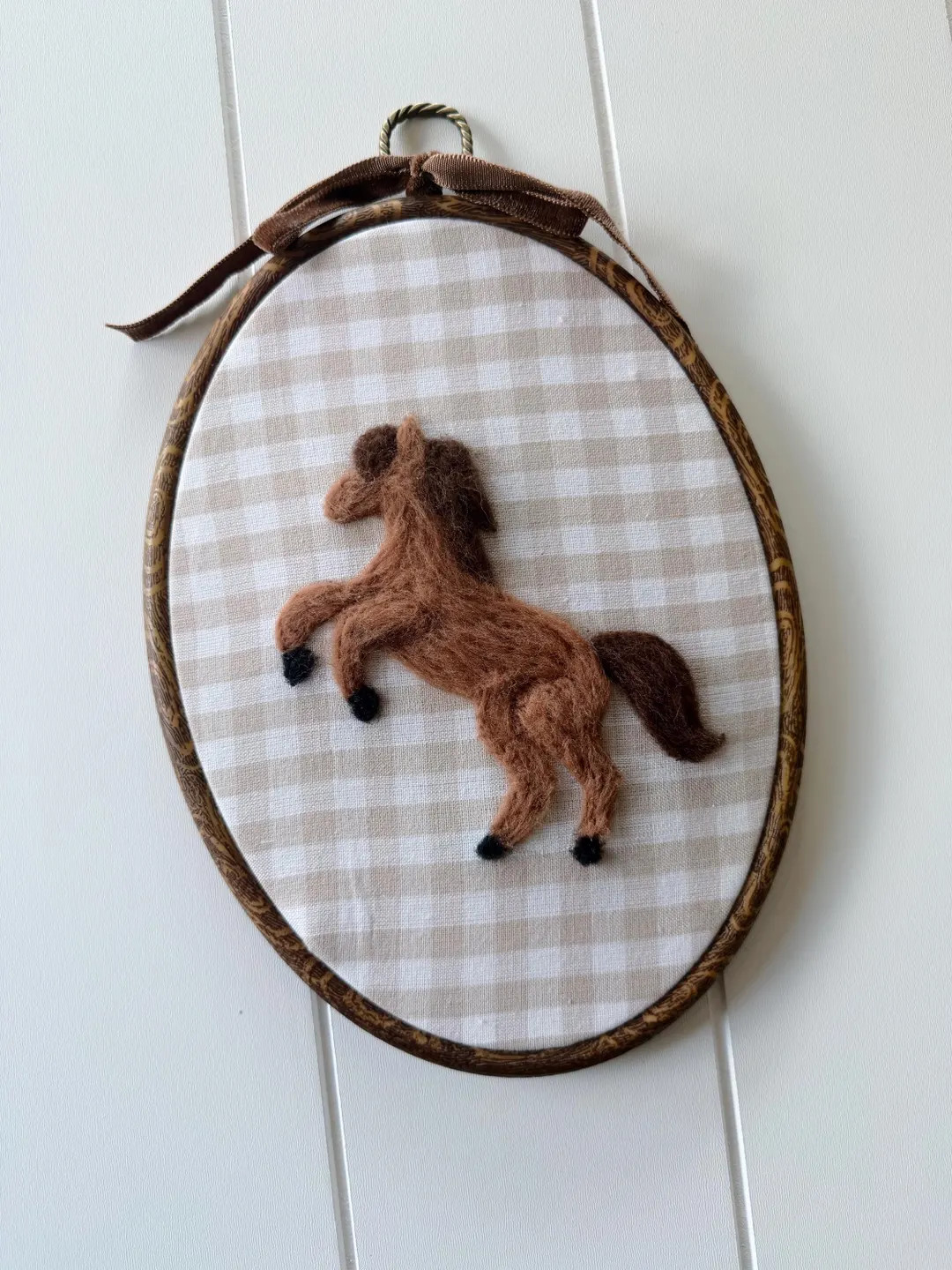 Neutral Horse Nursery Wall Art – Felted Horse Embroidery Hoop, Western Baby Room Decor, Farm An... | Etsy (US)