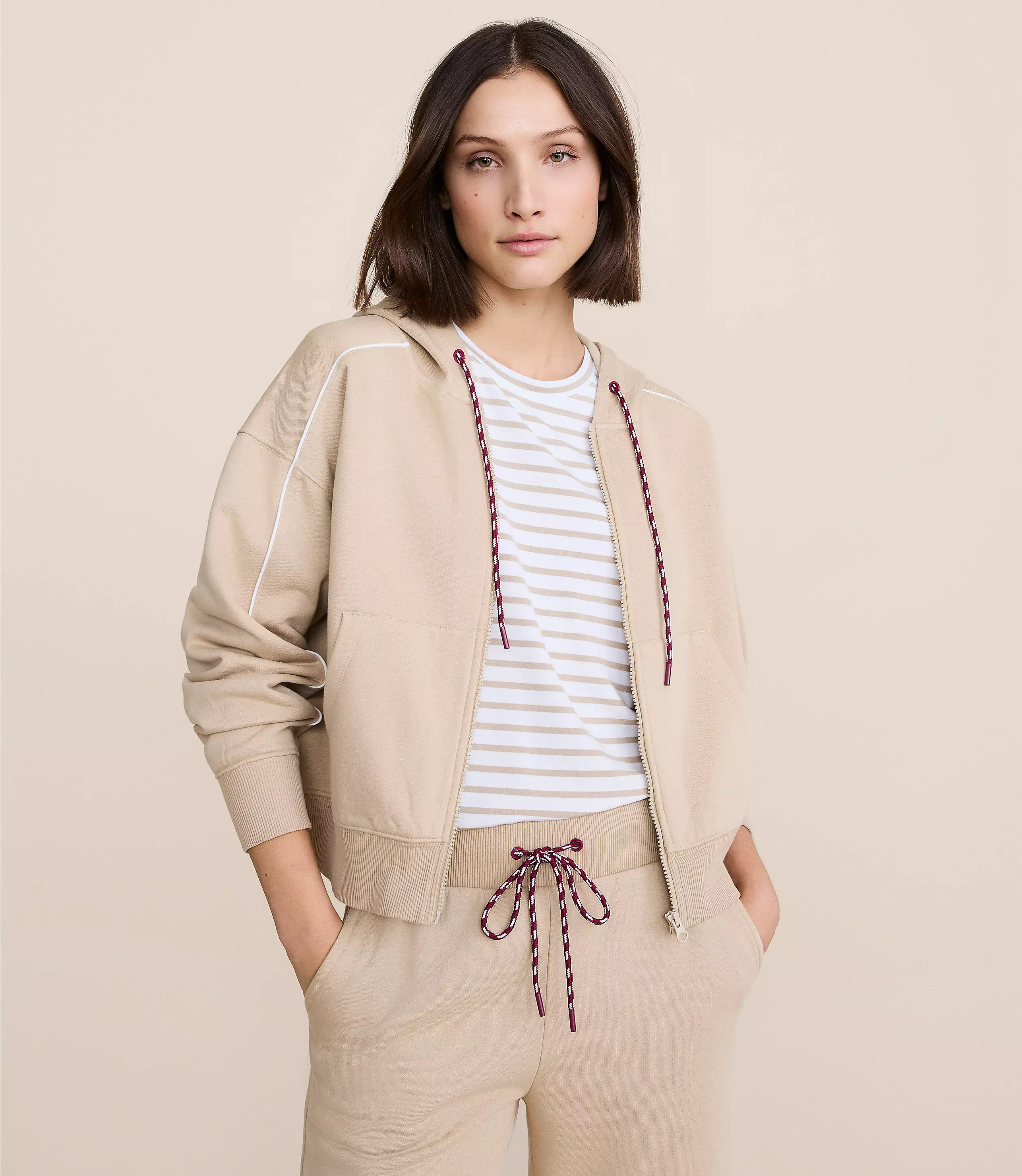 Lou & Grey Piped Elite Fleece Zip Hoodie | LOFT